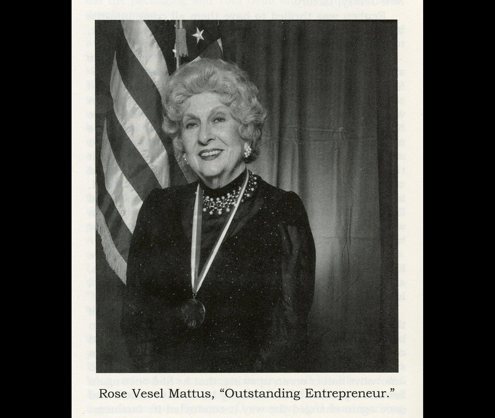 Rose Mattus with "Outstanding Entrepreneur" award